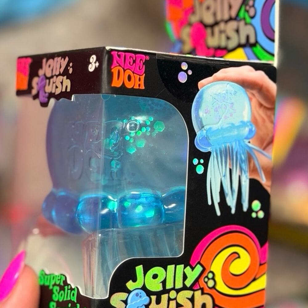 Needoh JELLY SQUISH -Blue- NEW SEALED BOX! Jellyfish- Rare- Schylling Squishy